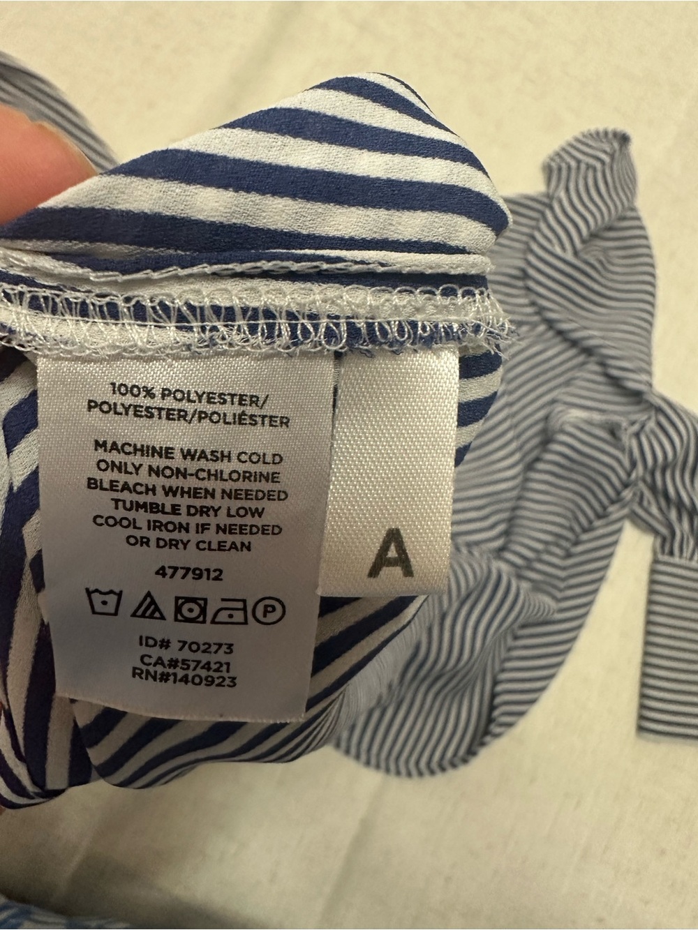 LOFT Navy and White Vertical-Stripe Button Blouse - Picture 6 of 11